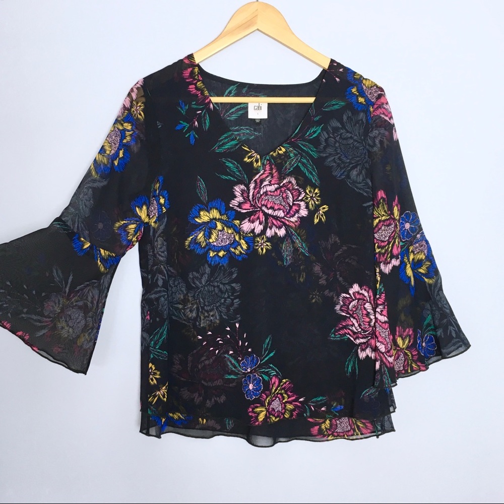 Cabi #3506 Olivia Bell Sleeve Floral Blouse